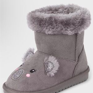 Gray Furry Kids' Boot with Animal Design
